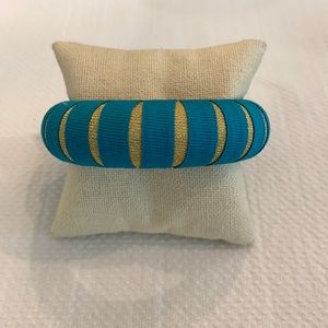 Gameday Bangles Gold Blue Teal Jaguars Bangle Bracelet Wrapped Grosgrain Ribbon